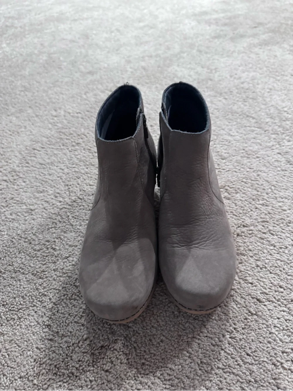 Dansko Gray Leather Ankle Booties Boots Block Heel Women’s US Size 10.5 - 11